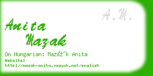 anita mazak business card